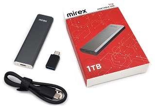 USB 3.2 Type-C Накопитель SSD Mirex 1 TB Data Master 1, внешний, серый металл