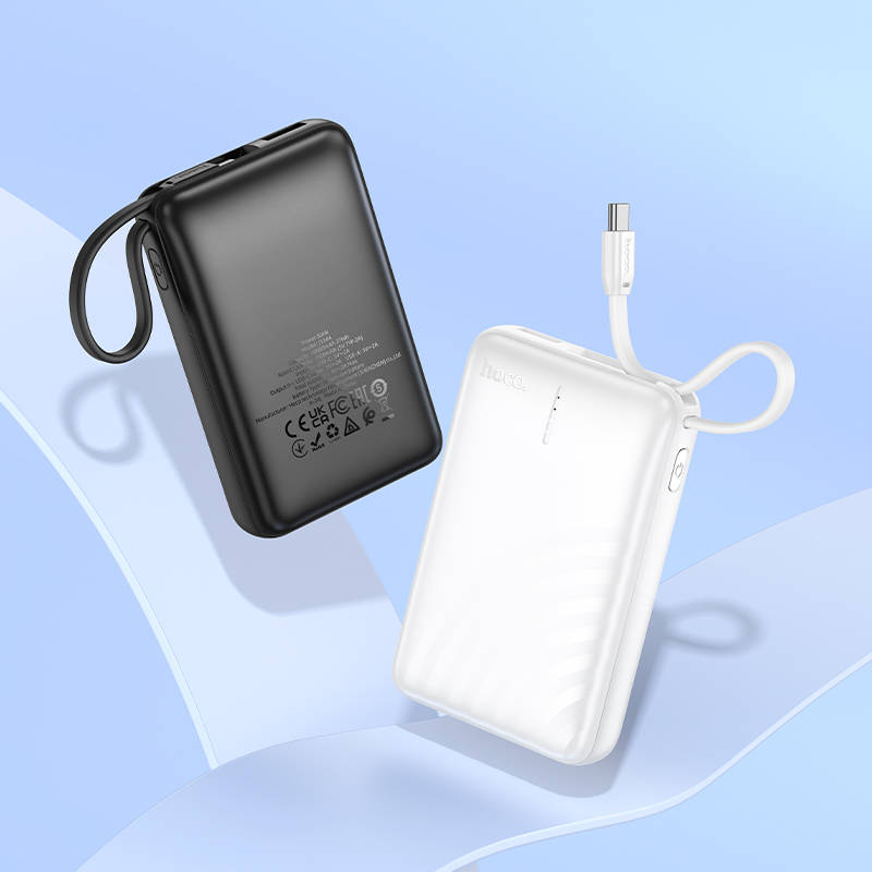 Внешний аккумулятор Power Bank 10000 mAh HOCO J134A, с кабелем USB-C, белый