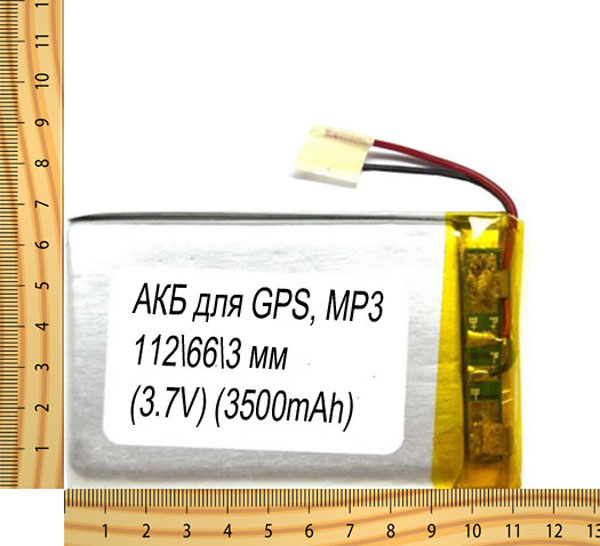 АКБ универсальная на проводах 112/ 66/ 3 мм (3.7V, 3500mAh)