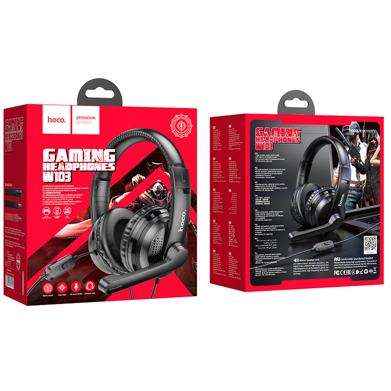 Проводные внешние наушники HOCO W103 Magic tour gaming Headphone, черные