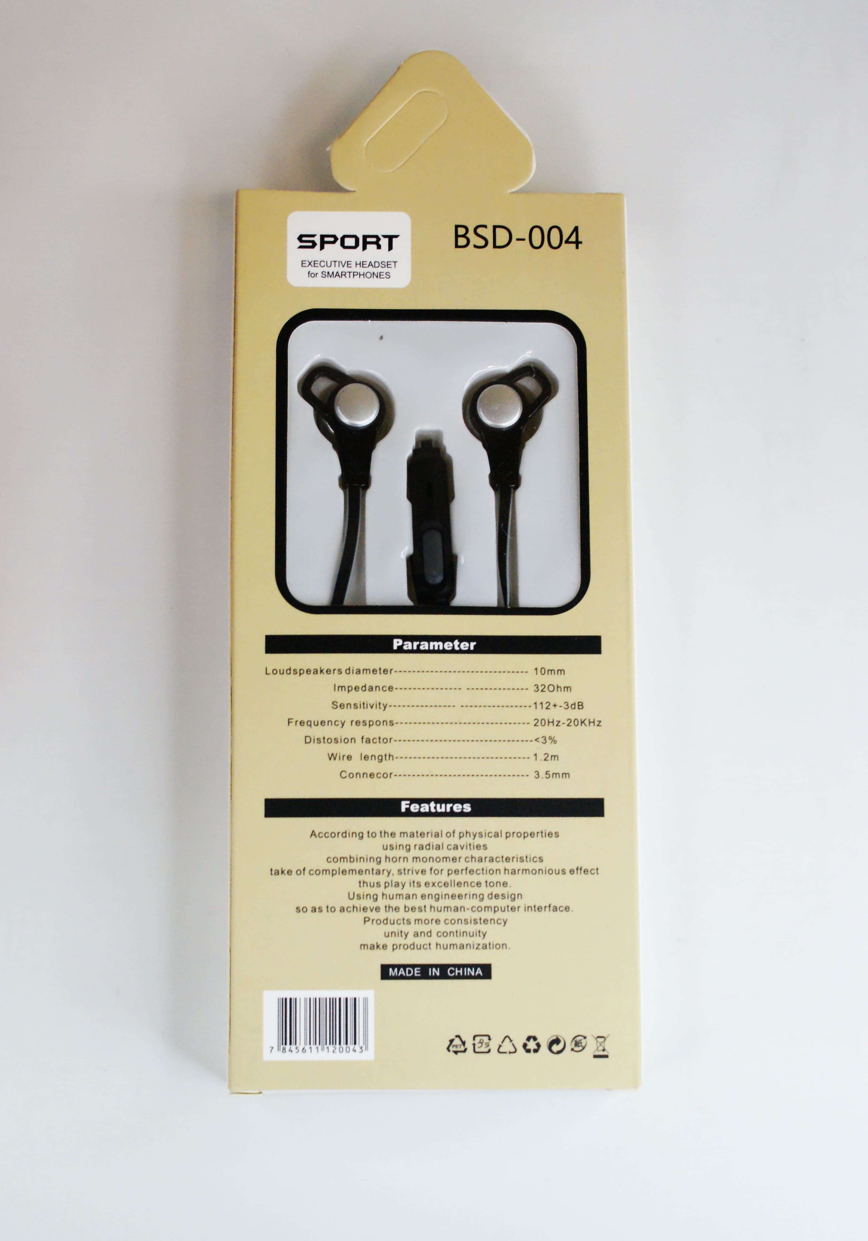 Наушники SPORT BSD-004 Sound Muzic Earphone с микрофоном, черные