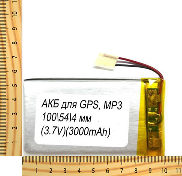 АКБ универсальная на проводах 100/ 54/ 4 мм (3.7V, 3000mAh)