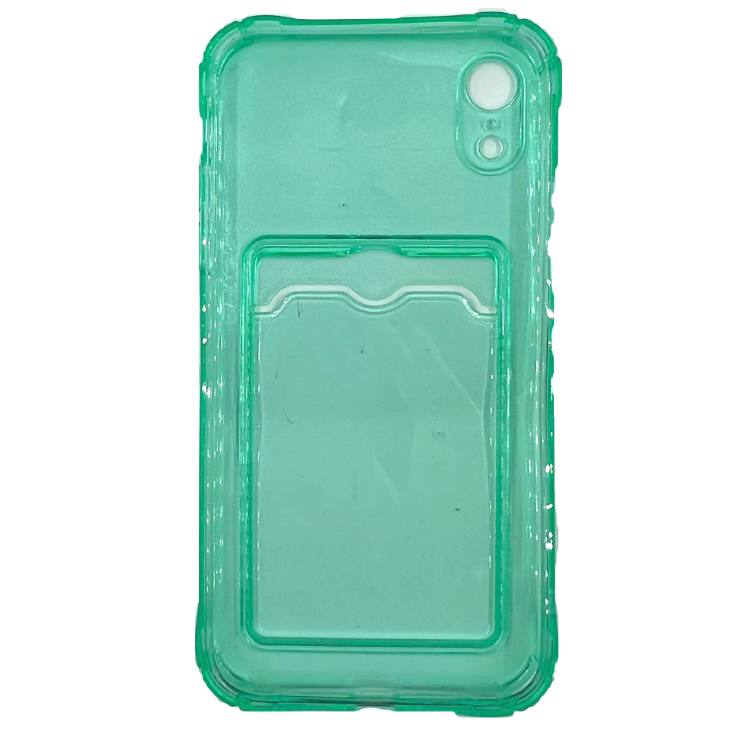 Чехол силиконовый с кармашком iPhone XR прозрачный мятный