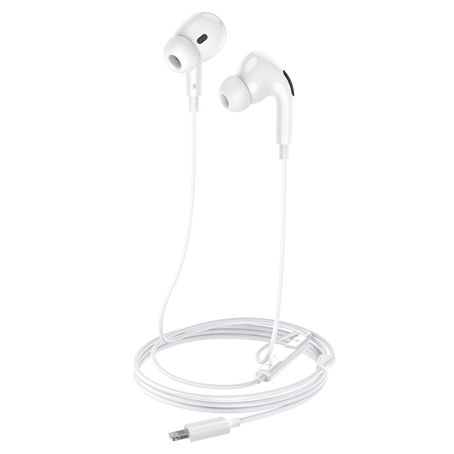 Наушники проводные APods Pro с микрофоном Lightning, белые (копия)