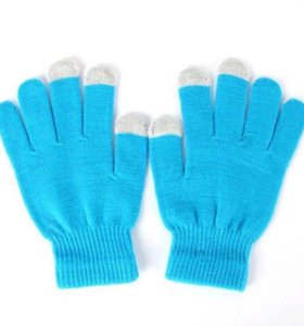 Перчатки для сенсорных экранов цвет голубой