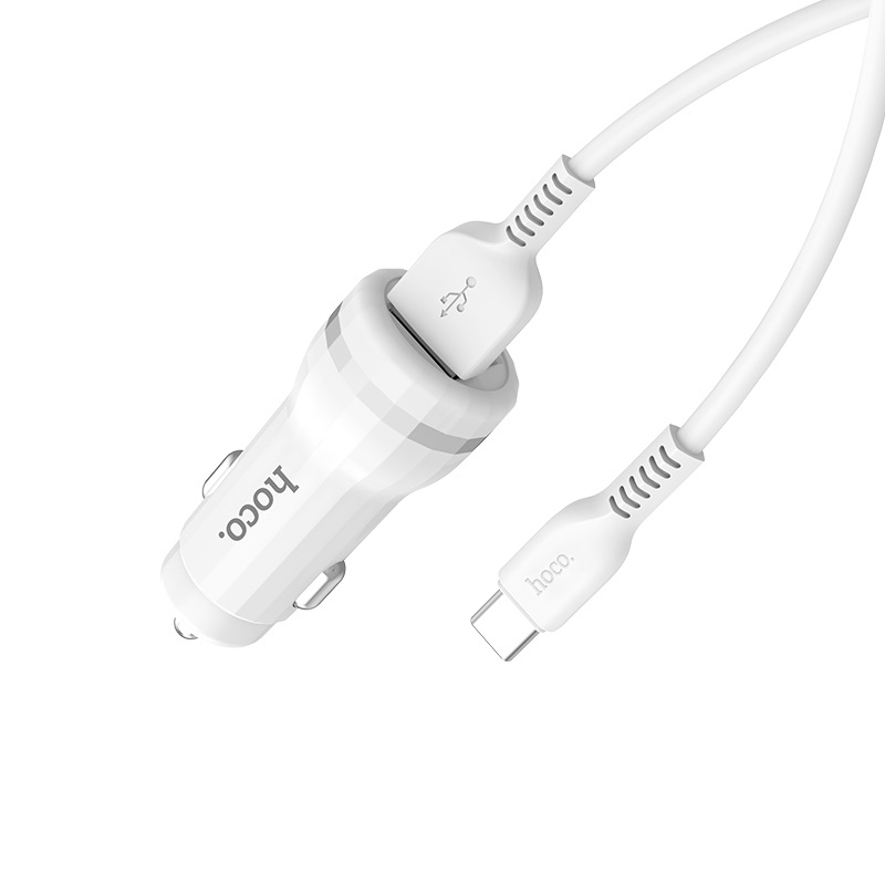 Автомобильный адаптер HOCO Z27 2USB (2400mAh) с кабелем Type-C
