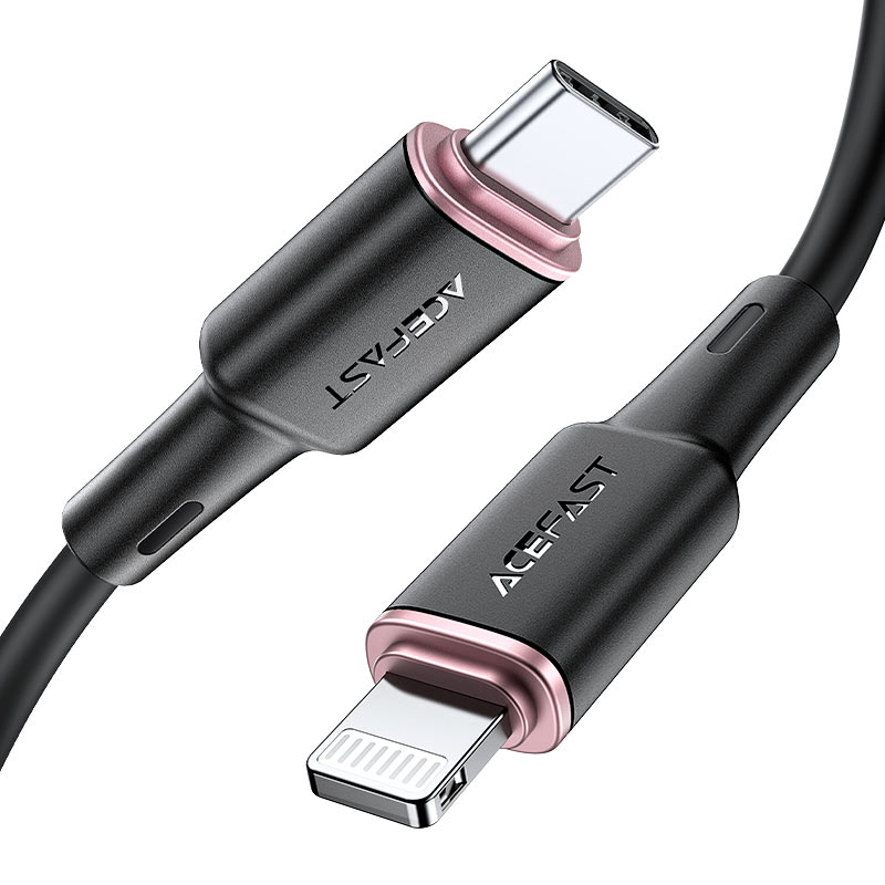 USB-C кабель ACEFAST C2-01 PD Type-C to Lightning Silicone (120см. 3A), черный