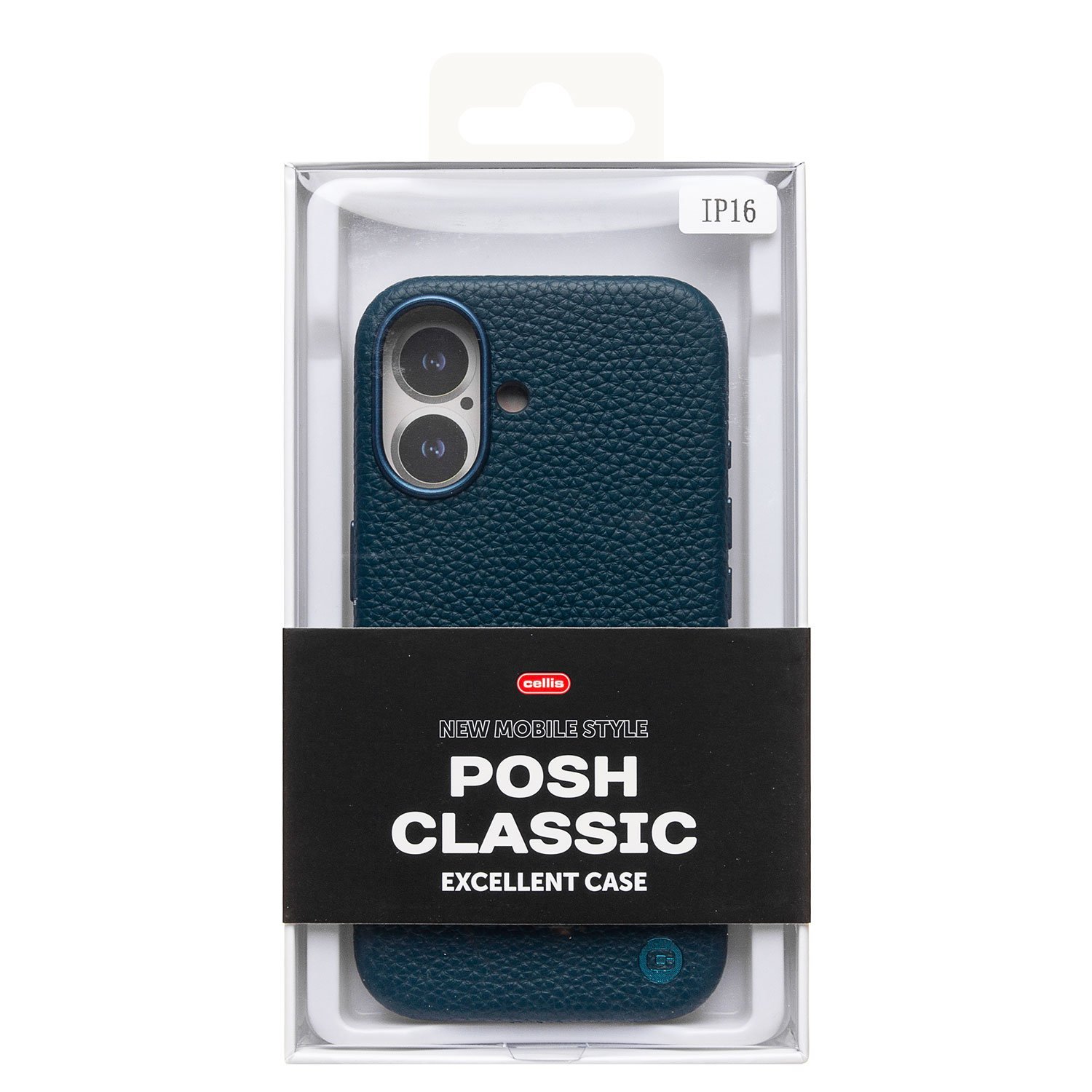 Чехол натуральная кожа зернистая MagSafe Matte iPhone 16, темно-синий