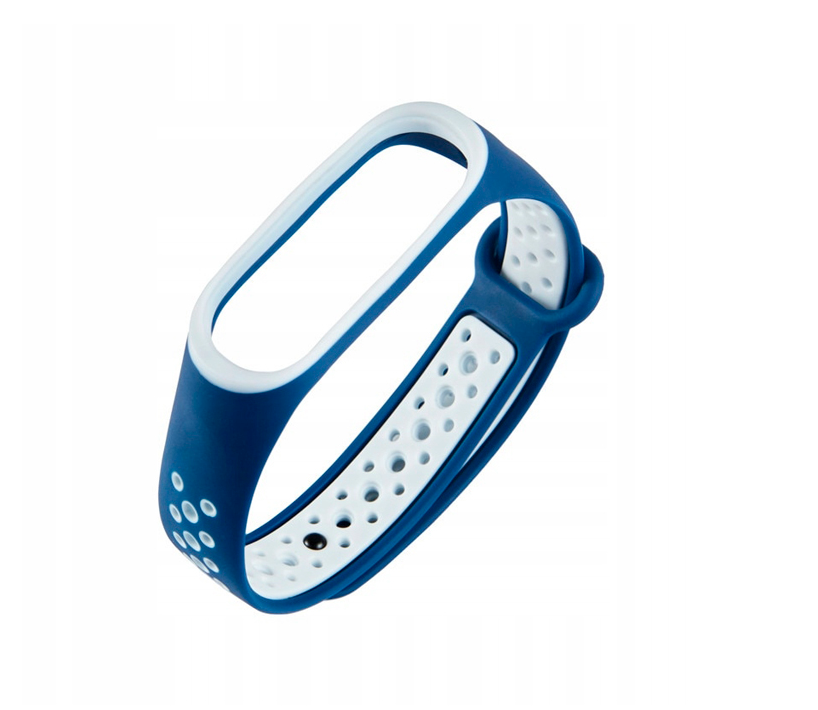 Ремешок силиконовый для Mi Band 5/ 6, светло синий-белый