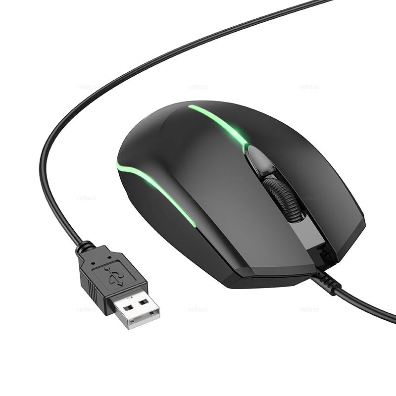 Мышь компьютерная проводная BOROFONE BG10 Soaring game luminous wired mouse, черная