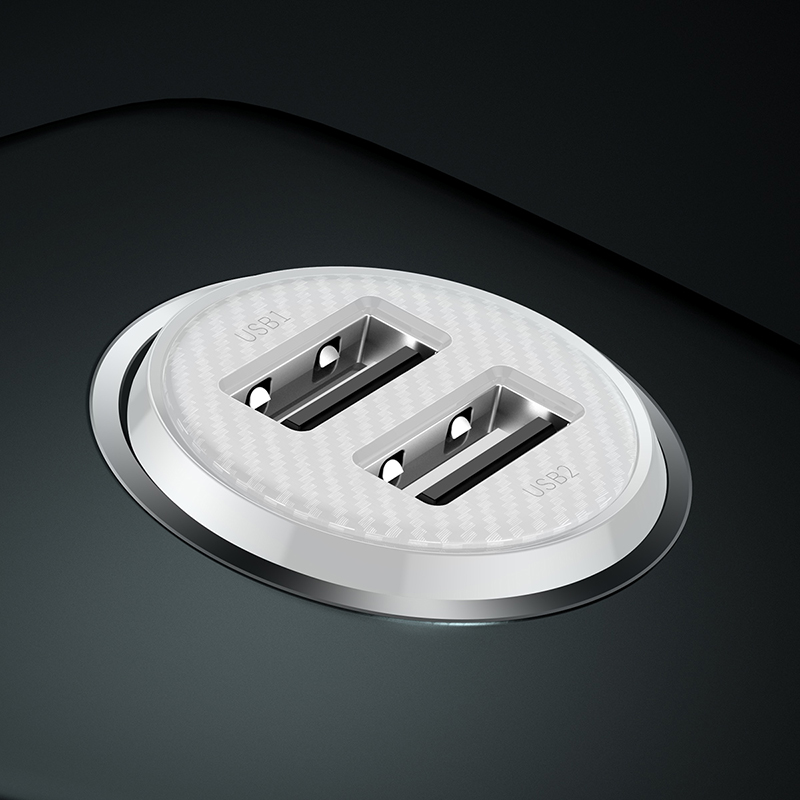 Автомобильный адаптер BASEUS Grain Pro (2 USB, 4.8A), белый