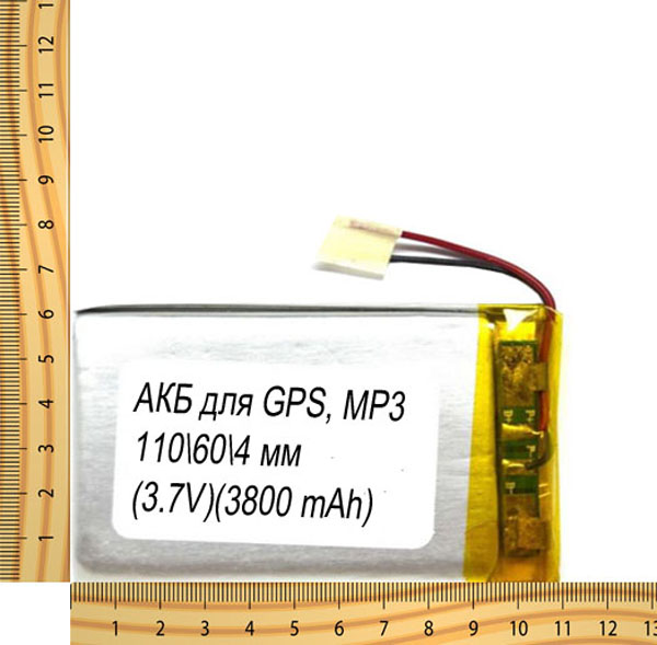 АКБ универсальная на проводах 110/ 60/ 4 мм (3.7V, 3800 mAh)