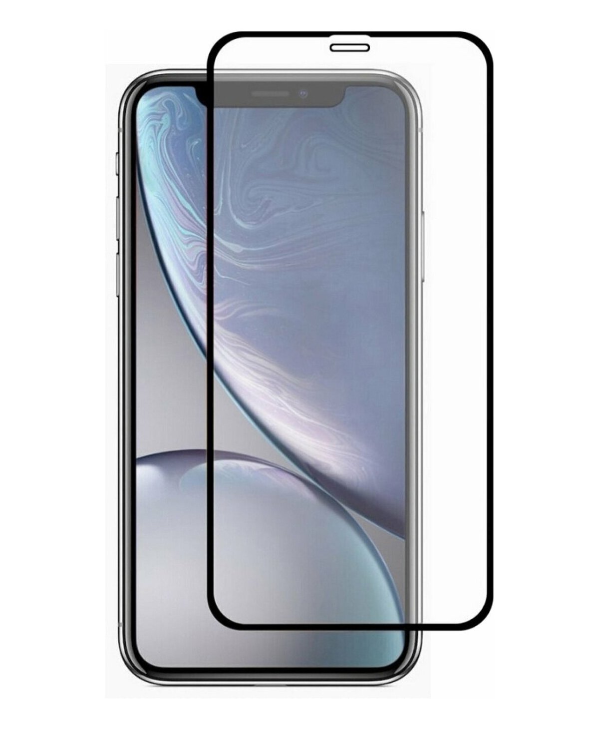Защитное стекло iPhone XR/ 11 5-10D, черное (упаковка)