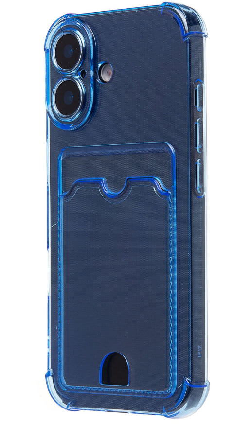 Чехол силиконовый с визитницей для iPhone 17, темно-синий