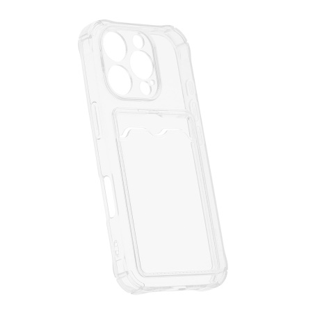 Чехол силиконовый с визитницей для iPhone 16 Pro, прозрачный