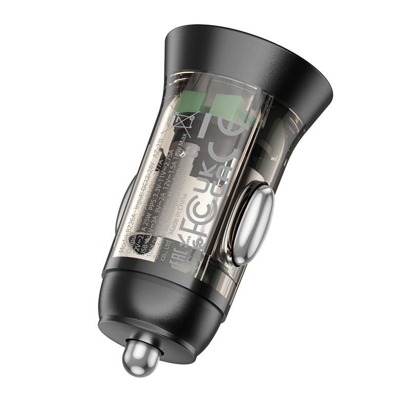 Автомобильный адаптер BOROFONE BZ26A Shadow PD43W(1C1A) car charger, прозрачный черный