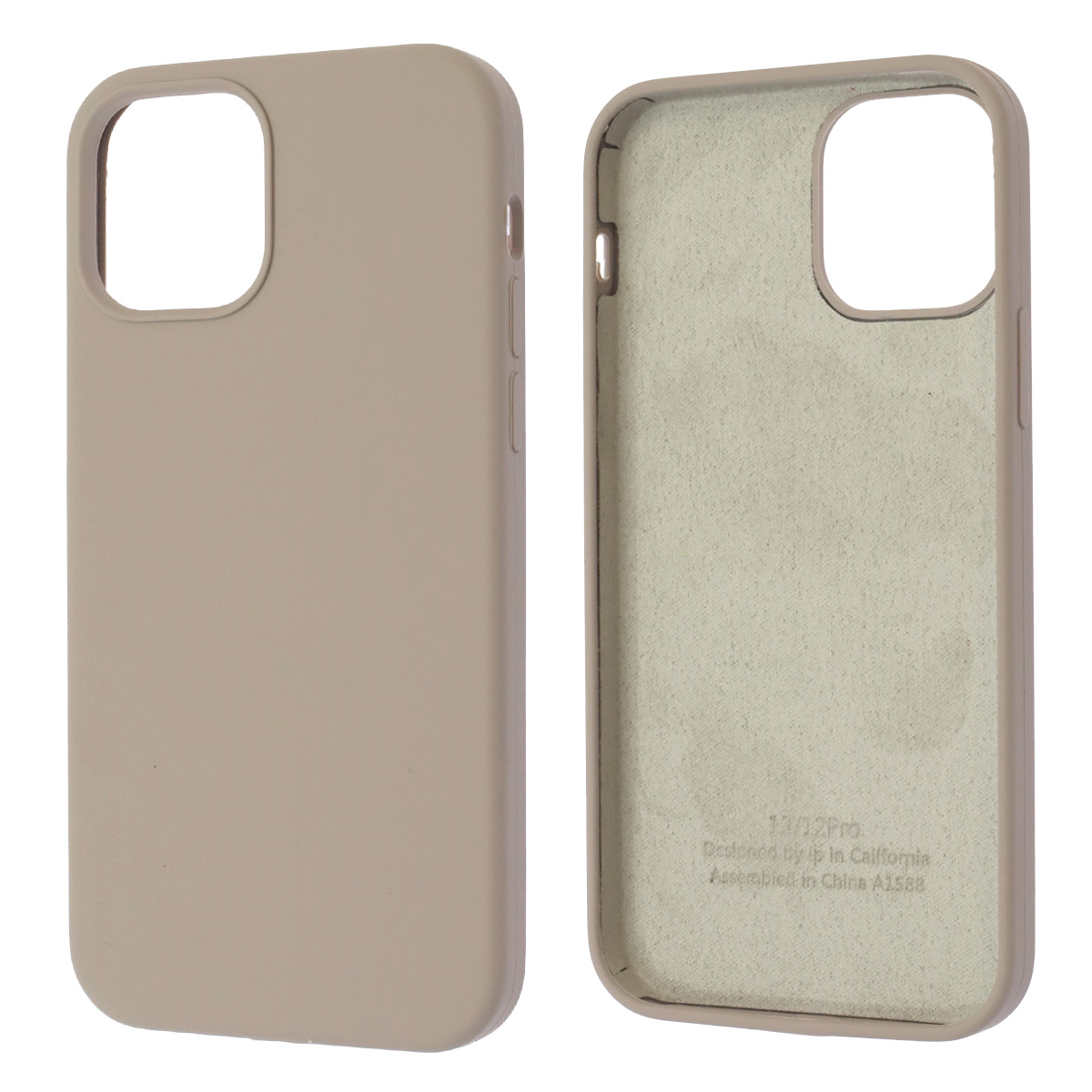 Чехол силиконовый гладкий Soft Touch iPhone 12 Pro, бежевый (закрытый низ)