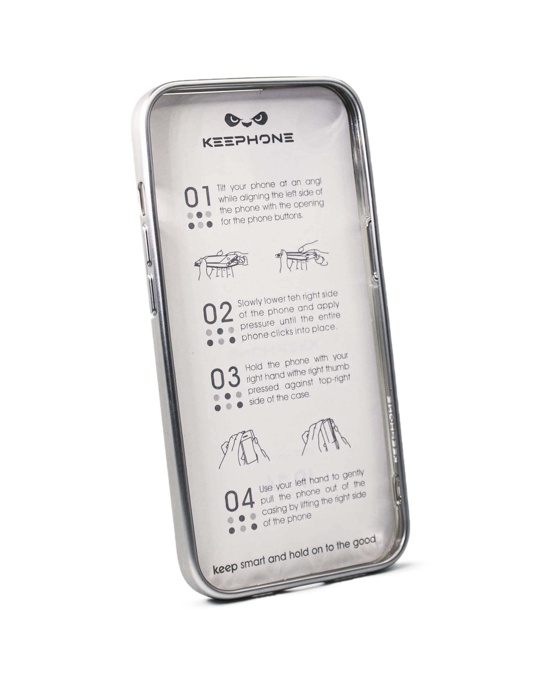 Чехол KeepHone iPhone 14 с защитной линзой, серебро