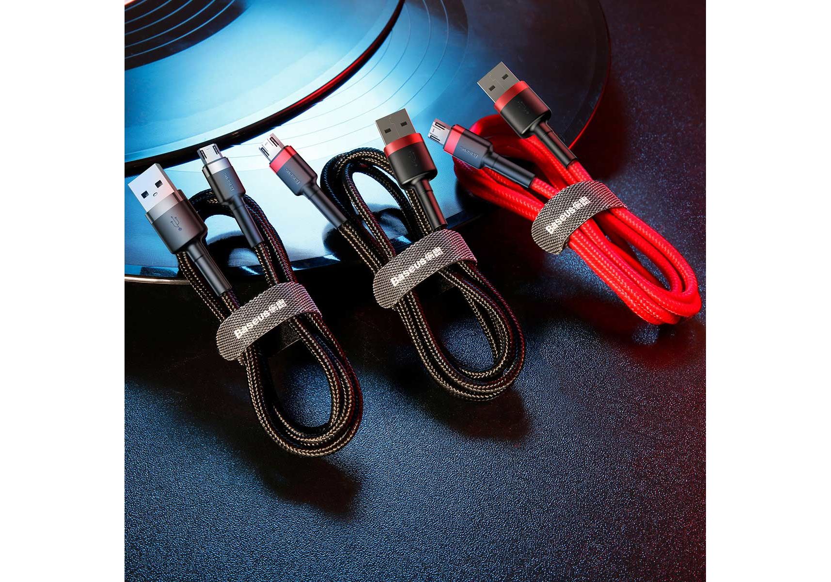 USB кабель micro USB BASEUS Cafule (2.4А) 1 м, черно-серый