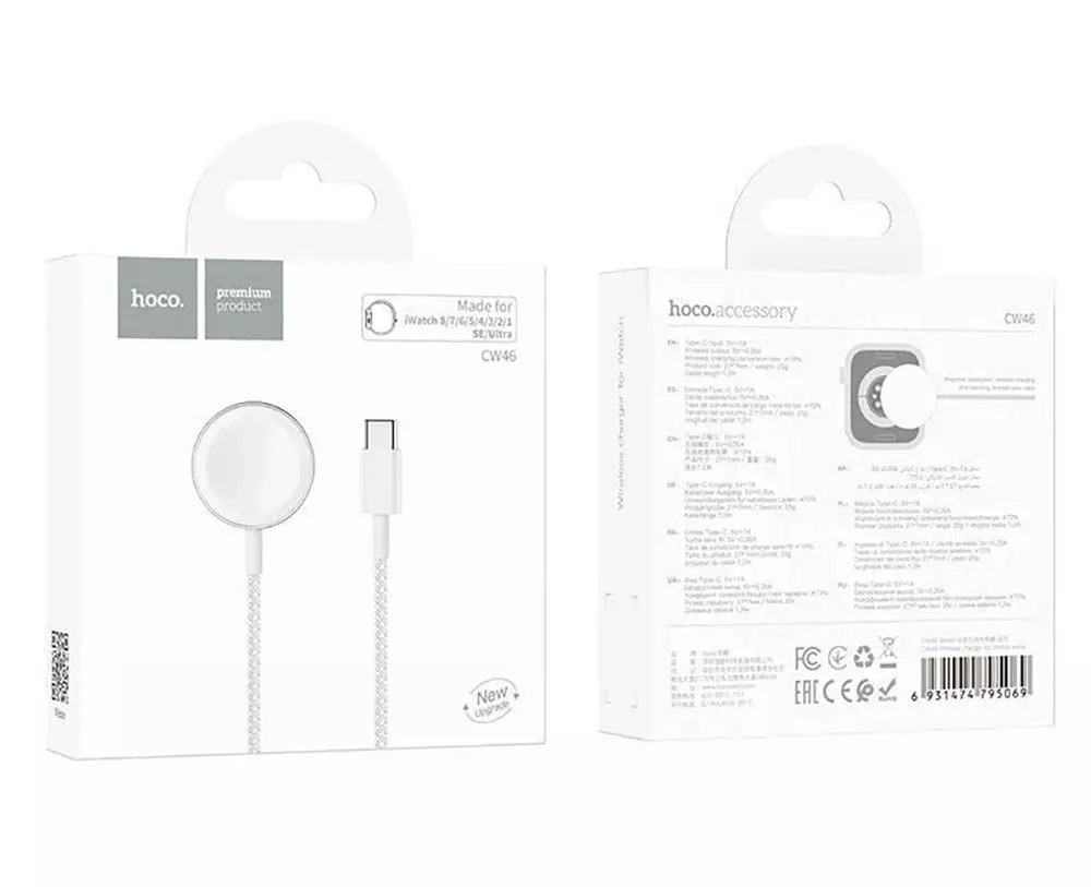 Беспроводное зарядное устройство HOCO CW46 wireless charger for iWatch, белый