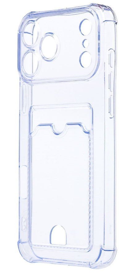 Чехол силиконовый с визитницей для iPhone 17 Pro, светло-голубой