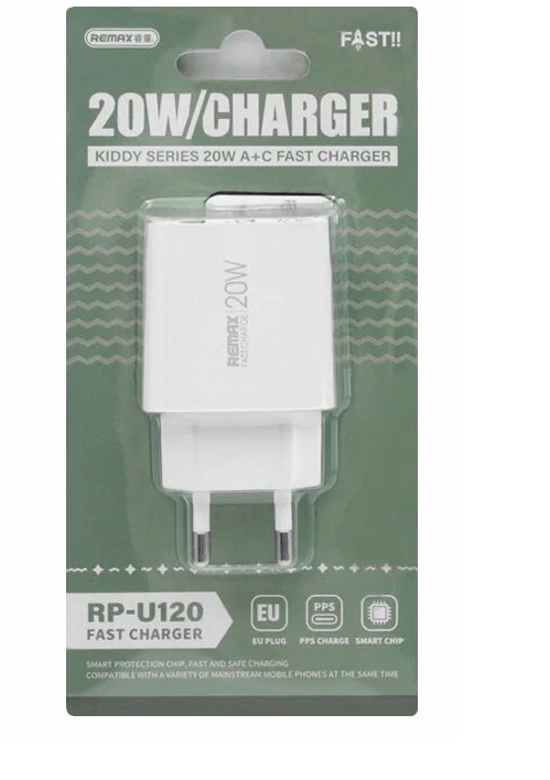 Сетевой USB адаптер Remax RP-U120 PD20W A+C Fastt Charger