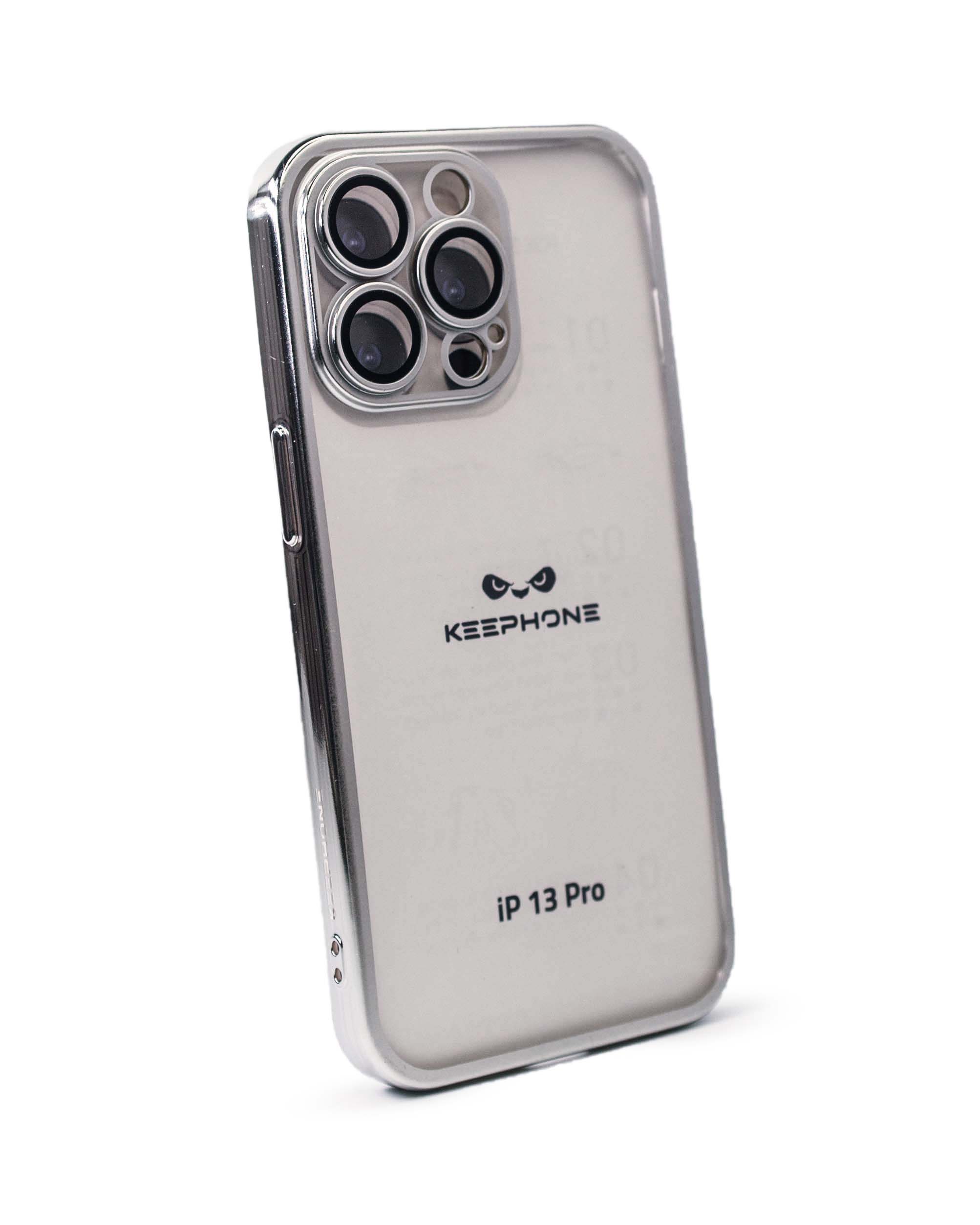 Чехол KeepHone iPhone 13 Pro с защитной линзой, серебро