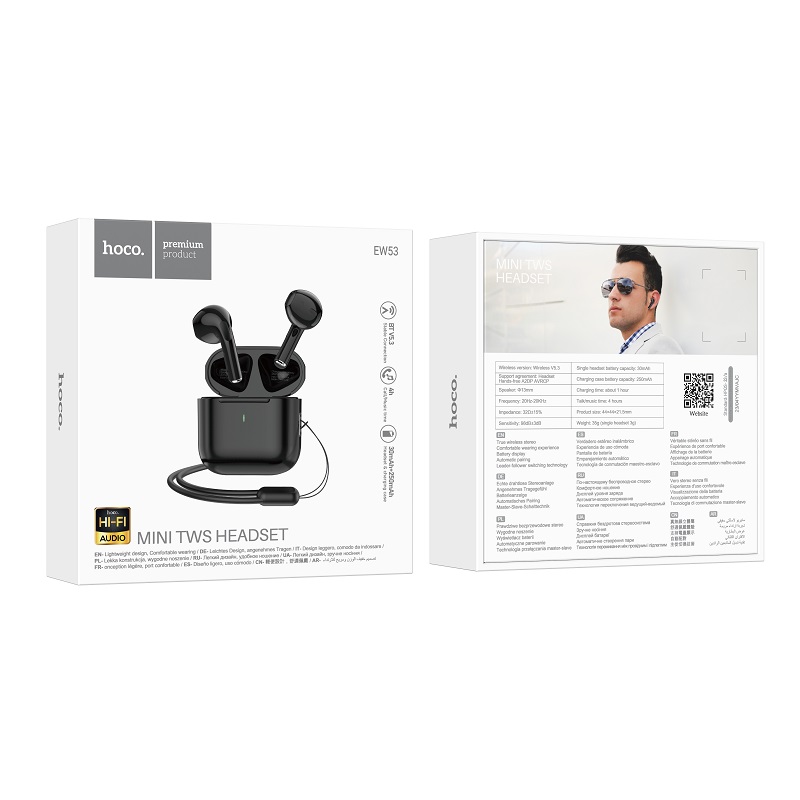 Беспроводные наушники HOCO EW53 Bluetooth Generozo True Wireless BT headset, черные