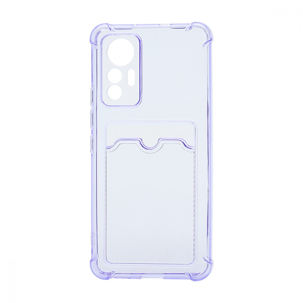 Чехол силиконовый противоударный с визитницей Xiaomi 12 Lite прозрачный, сиреневый