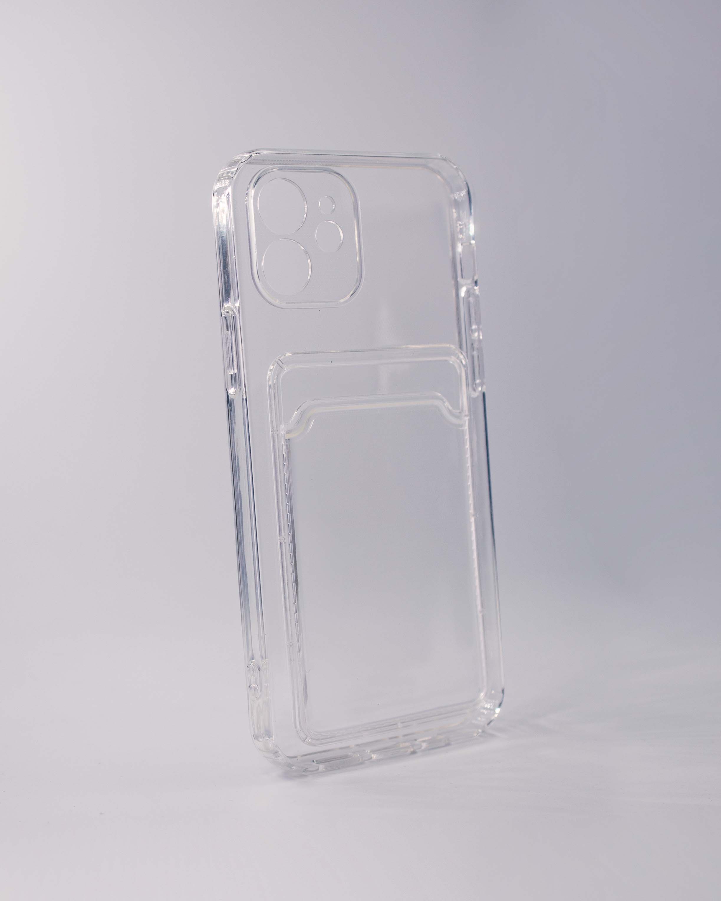 Чехол силиконовый с визитницей iPhone 12, прозрачный