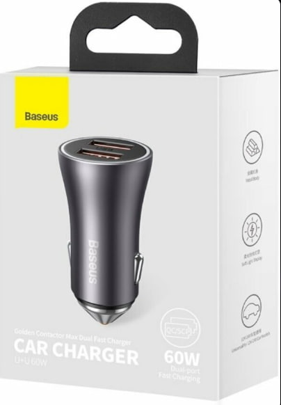 АЗУ Baseus Golden Contactor Max Dual (Быстрая зарядка) (USB+USB) (60W) (Серый)