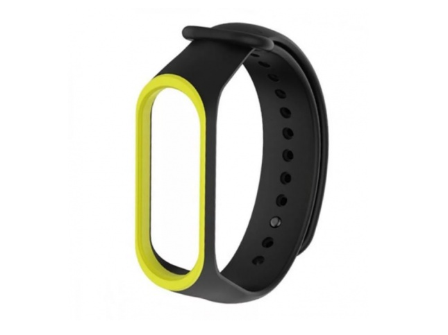 Ремешок силиконовый для Mi Band 5/ 6, черно-зеленый