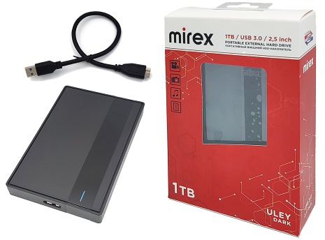 Внешний HDD Mirex ULEY DARK 1TB 2.5'' USB 3.0 (чёрный корпус)