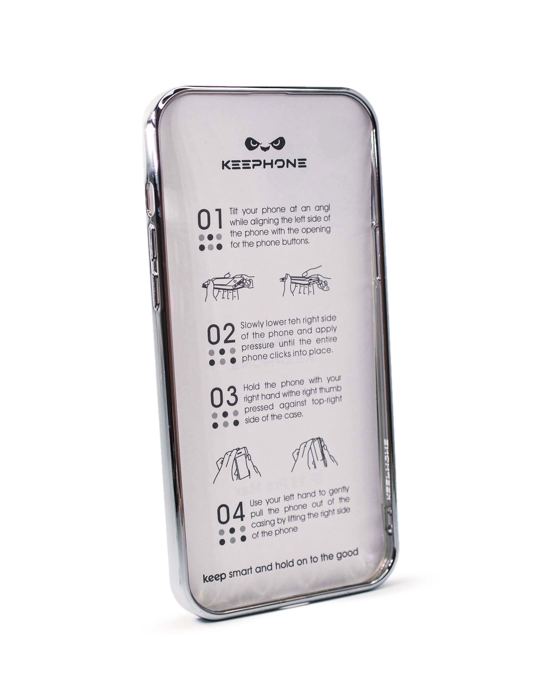 Чехол KeepHone iPhone 13 Pro Max с защитной линзой, серебро