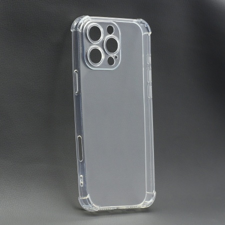 Чехол силиконовый противоударный для iPhone 16 Pro, прозрачный