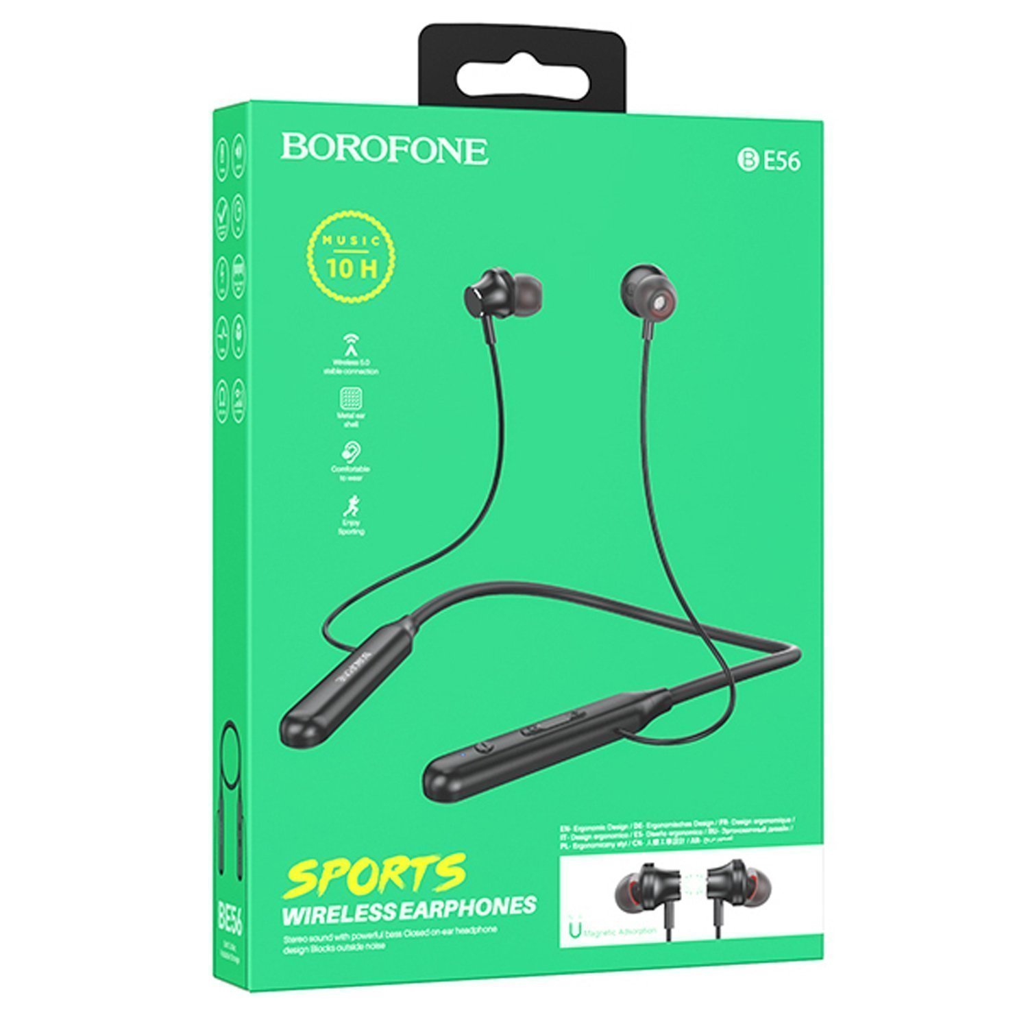 Беспроводные наушники BOROFONE BE56 Bluetooth Powerful sports BT earphones, черные
