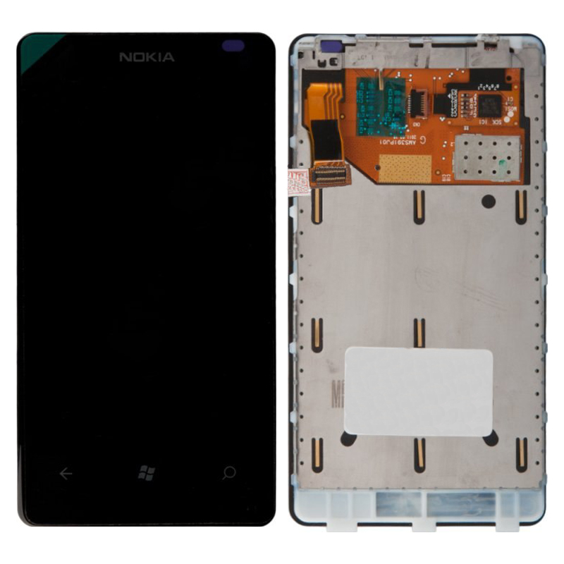 Дисплей Nokia 800 Lumia в сборе с тачскрином, Черный (Оригинал)