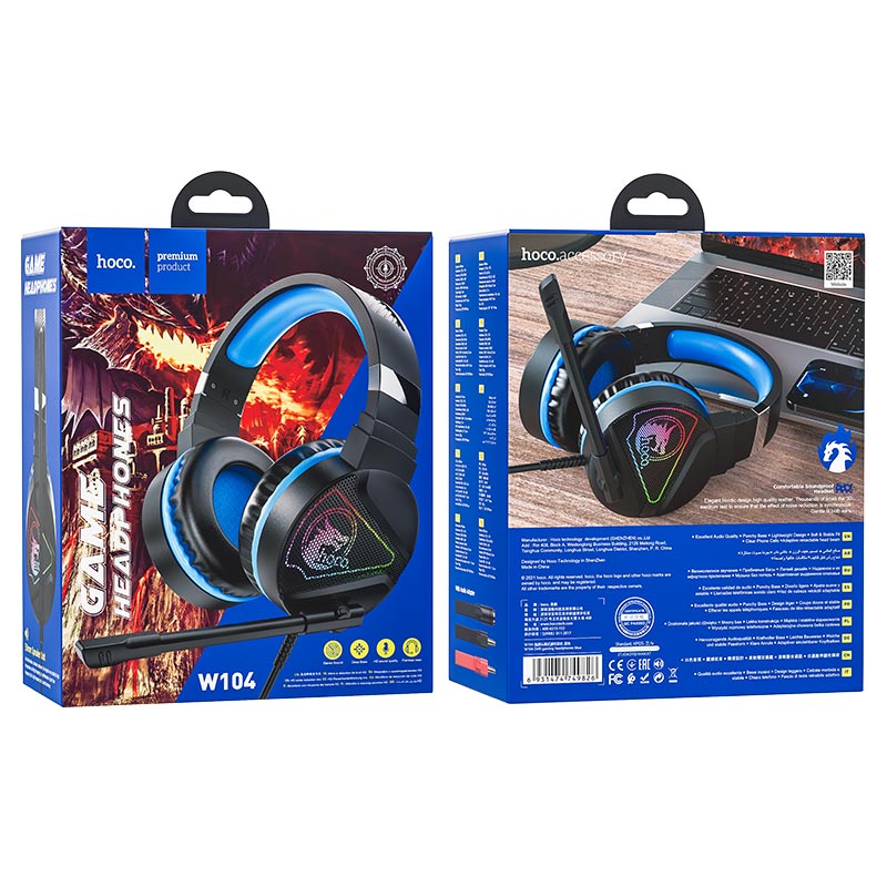Проводные внешние наушники HOCO W104 Drift gaming Headphone, синие