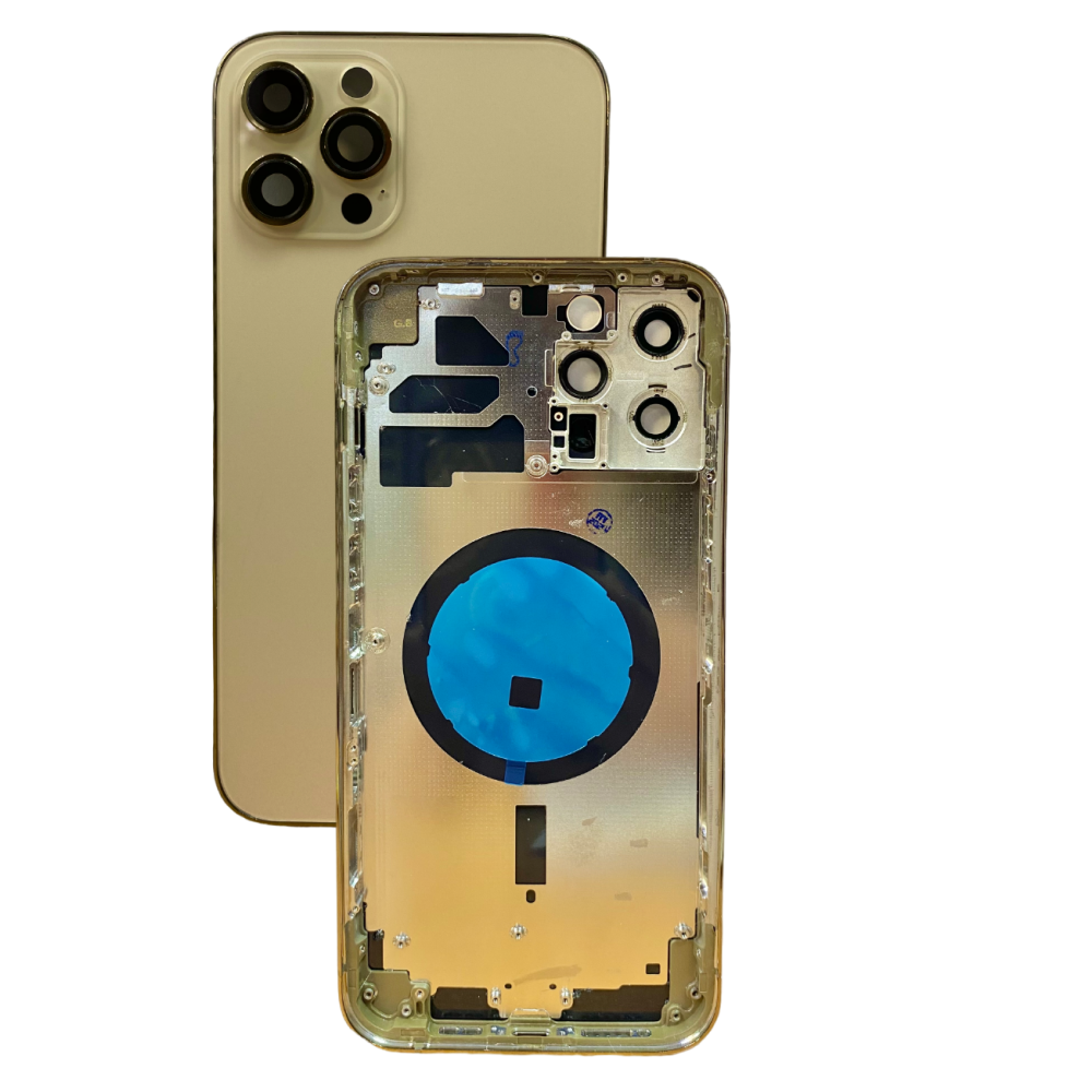 Задняя крышка/ Корпус iPhone 12 Pro Max в сборе с рамкой, золото (CE)