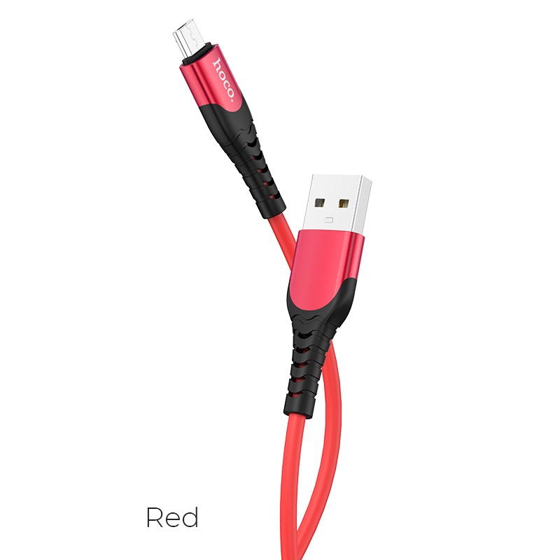 USB кабель micro USB HOCO U80 Cool silicone (120см. 2.4A), красный