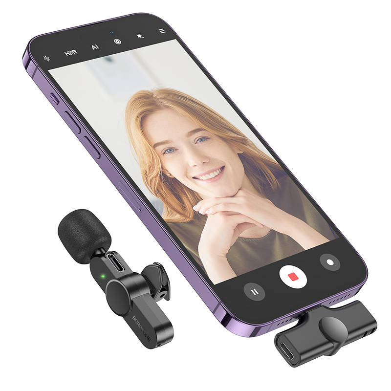 Микрофон петличный беспроводной BOROFONE BFK12 (Lightning), черный