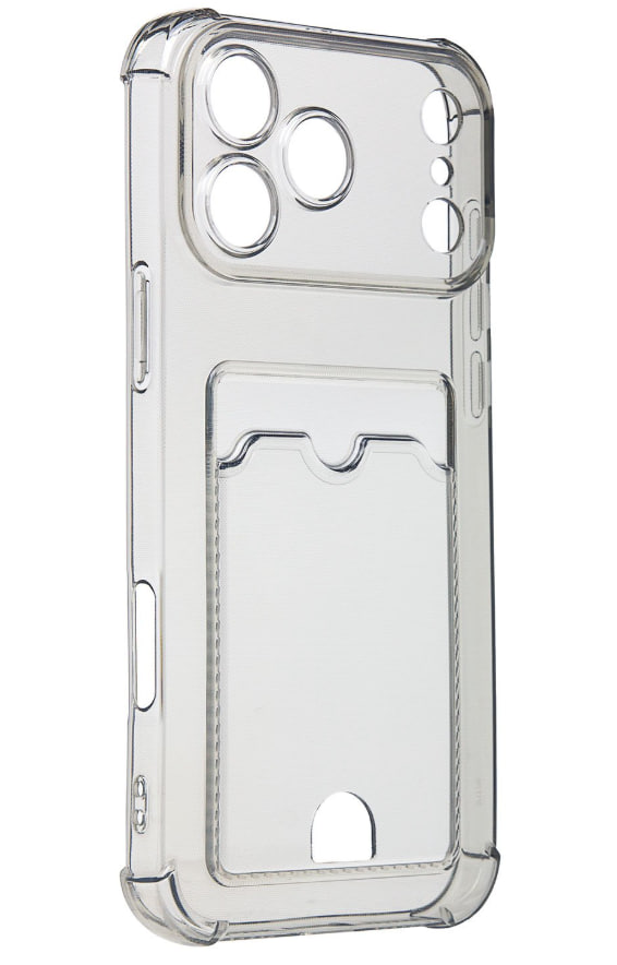 Чехол силиконовый с визитницей для iPhone 17 Pro Max, черный