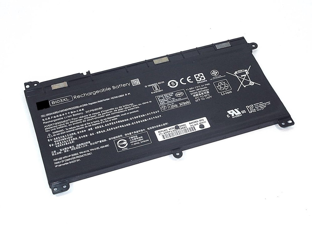 АКБ BI03XL для ноутбука HP Pavilion X360 11,55V 41,7Wh черная (Org)