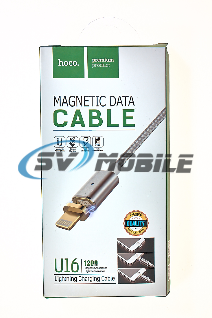 USB кабель Lightning HOCO U16 Magnetic (120см, 2.1A) (в оплетке, магнитный)