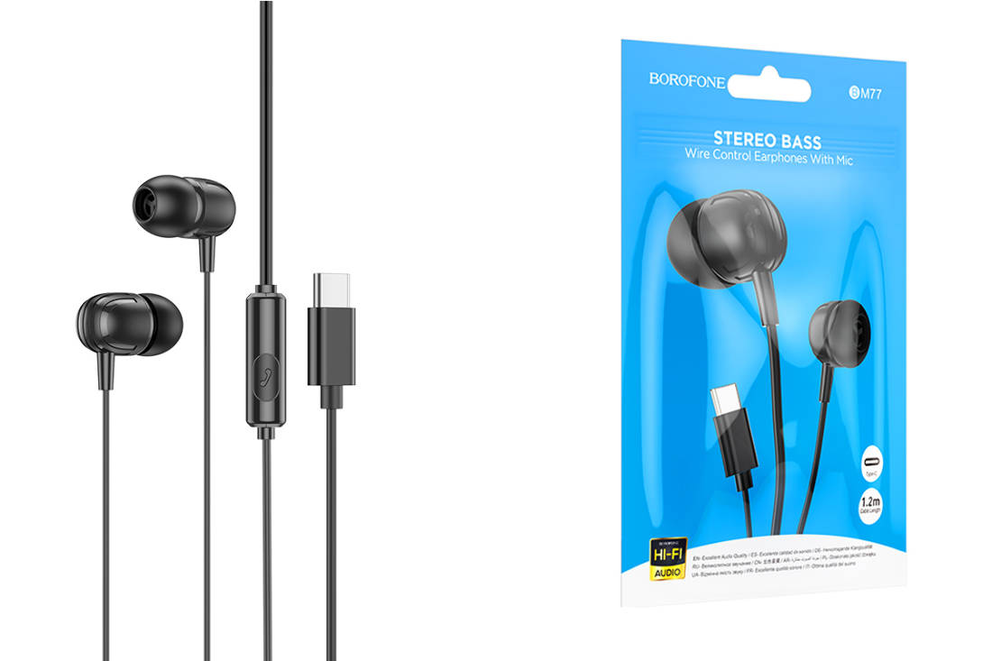 Наушники проводные BOROFONE BM77 Delicious Type-C, черные