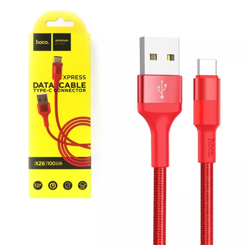 USB кабель Type-C HOCO X26 Xpress (100см), красный