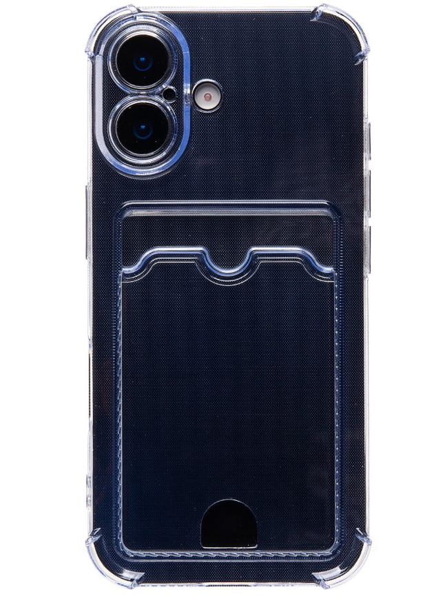 Чехол силиконовый с визитницей для iPhone 17, светло-голубой