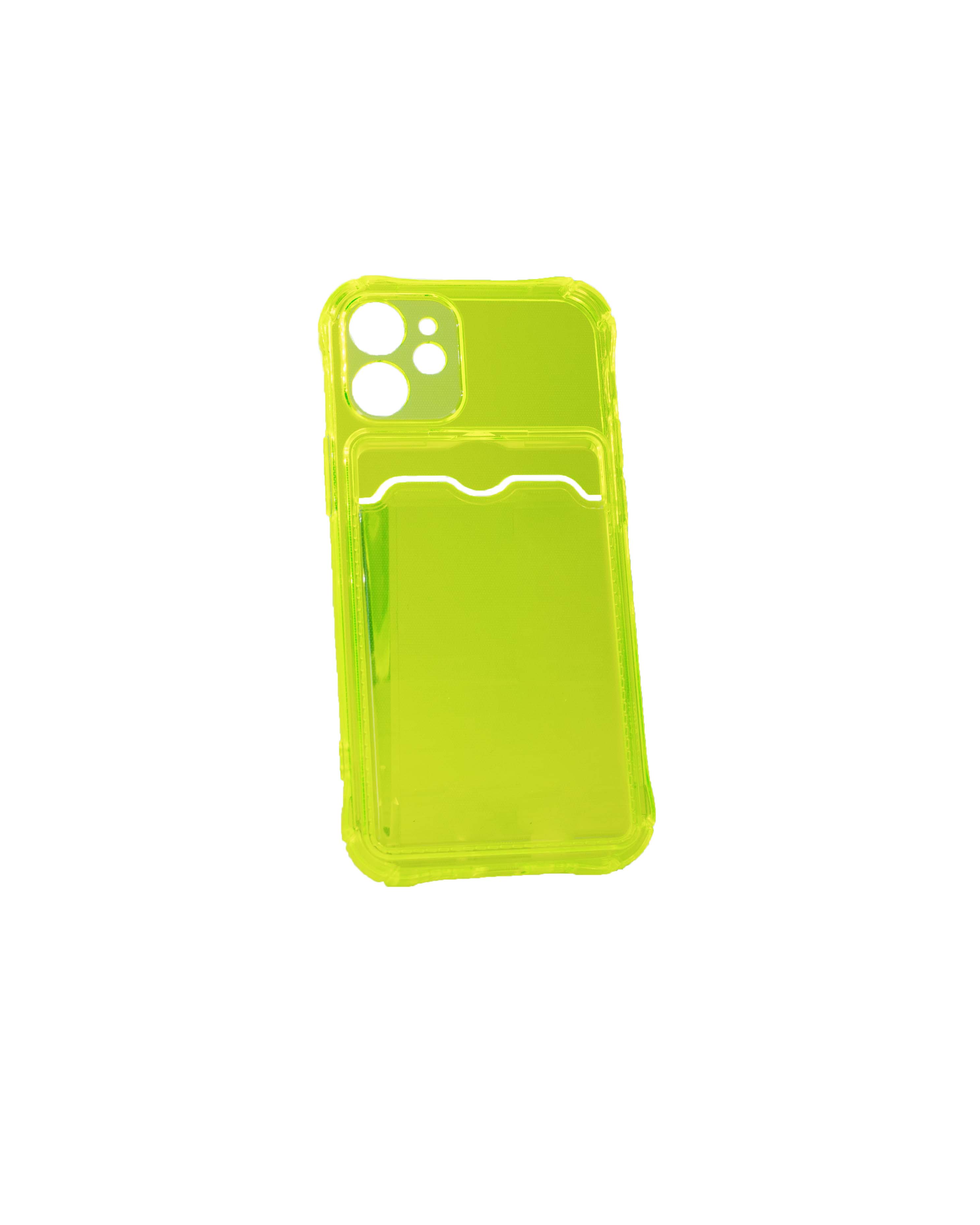 Чехол силиконовый с визитницей для iPhone 12 mini прозрачный салатовый