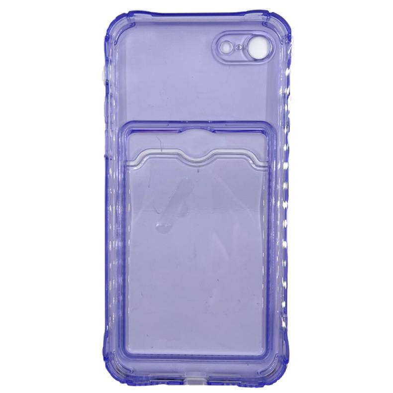 Чехол силиконовый с кармашком iPhone 7/ 8/ SE 2 прозрачный, сиреневый