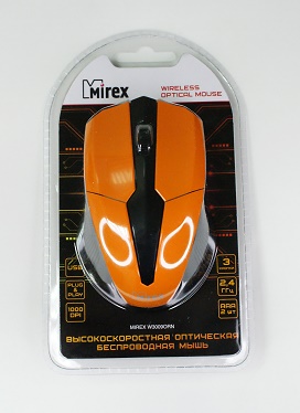 Мышь компьютерная беспроводная Mirex W3009ORN, черно-оранжевый